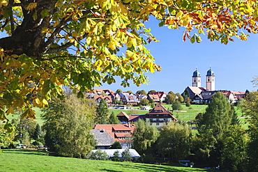 Klosterkiche Church in autumn, St. Margen, Black Forest, Baden Wurttemberg, Germany, Europe