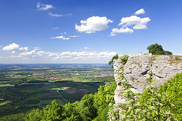 View from Breitenstein Rock, Kirchheim Teck, Swabian Alb, Baden Wurttemberg, Germany, Europe