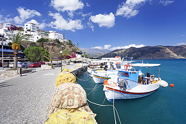 Fishing boats, harbour, Agia Galini, South Coast, Crete, Greek Islands, Greece, Europe