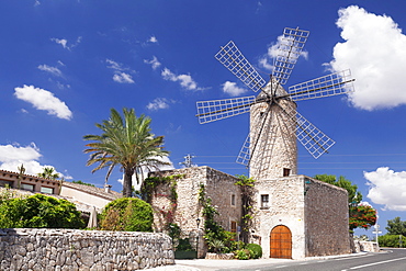 Restaurant in a windmill, Sineu, Majorca (Mallorca), Balearic Islands, Spain, Mediterranean, Europe