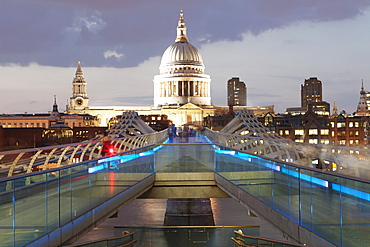 Millennium Bridge and St. Paul's Cathedral, London, England, United Kingdom, Europe