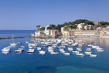 Baia del Silenzio Bay, old town, Chiesa di San Nicolo Church, Sestri Levante, Province of Genoa, Riviera di Levante, Liguria, Italy, Europe