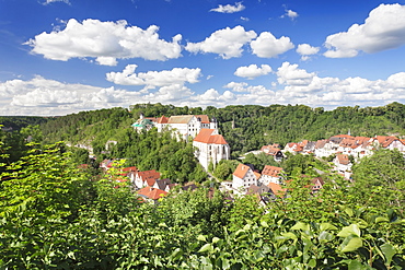 Castle and Pilgrimage Church of St. Anna, Haigerloch, Eyachtal Valley, Schwaebische Alb (Swabian Alb), Baden Wurttemberg, Germany, Europe