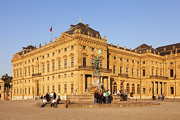 Residenz, Baroque Palace, built by Balthasar Neumann, Franconia Fountain, UNESCO World Heritage Site, Wurzburg, Franconia, Bavaria, Germany, Europe