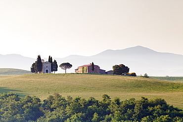 Capella di Vitaleta, Val d'Orcia (Orcia Valley), UNESCO World Heritage Site, Siena Province, Tuscany, Italy, Europe