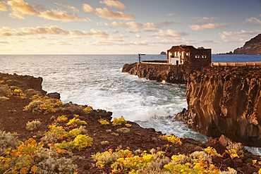 Hotel Punta Grande at sunset, Las Puntas, El Golfo, lava coast, UNESCO biosphere reserve, El Hierro, Canary Islands, Spain, Atlantic, Europe