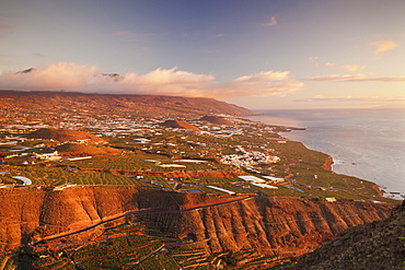 View from Mirador El Time over the west coast to Cumbre Mountains, La Palma, Canary Islands, Spain, Europe