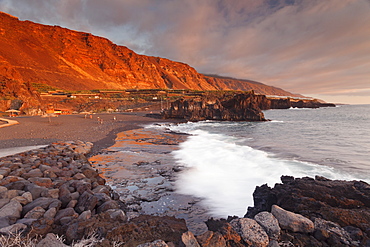 Playa de Charco Verde beach at sunset, Puerto Naos, La Palma, Canary Islands, Spain, Atlantic, Europe