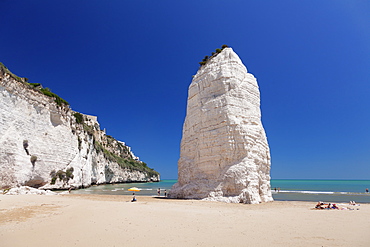 Pizzomunno rock, Castello beach, Vieste, Gargano, Foggia Province, Puglia, Italy, Mediterranean, Europe