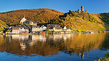 Town of Beilstein with Metternich Castle Ruins on Moselle River, Rhineland-Palatinate, Germany, Europe