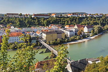 Town and Burghausen Castle in Burghausen, Germany, Europe