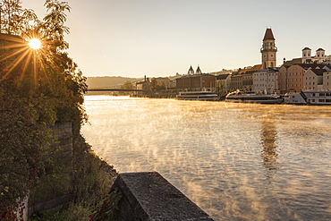 Danube river at sunrise in Passau, Germany, Europe