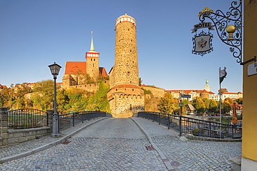 Old Waterworks (alte Wasserkunst) and St. Michael Church, Bautzen, Upper Lusatia, Saxony, Germany, Europe