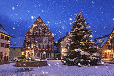 Townhall and half-timbered house, marketplace, Dornstetten, Black Forest, Baden-Wurttemberg, Germany, Europe