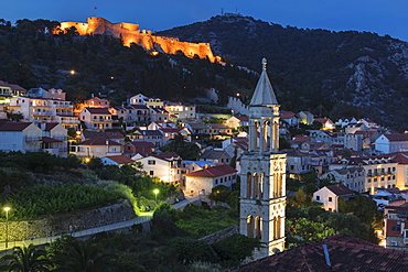 Sveti Marko Church and Spanish Fortress, Hvar, Hvar Island, Dalmatia, Croatia, Europe