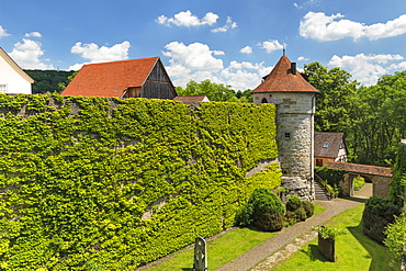 Sixischer Turm Tower on the town wall, Vellberg, Hohenlohe, Baden-Wurttemberg, Germany, Europe