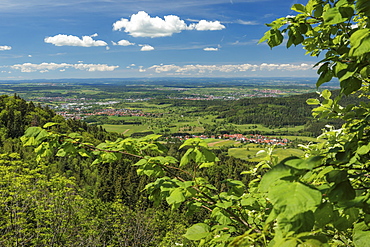 View from Schalksburg castle to Balinger mountains, near Balingen, Swabian Jura, Baden-Wurttemberg, Germany, Europe