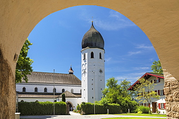 Frauenwoerth Monastery, Fraueninsel Island, Lake Chiemsee, Upper Bavaria, Germany, Europe