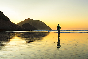 Wharariki Beach at sunset, Golden Bay, Tasman, South Island, New Zealand, Pacific