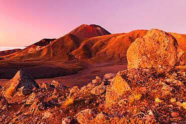 Mount Ngauruhoe at sunrise, Tongariro National Park, UNESCO World Heritage Site, North Island, New Zealand, Pacific