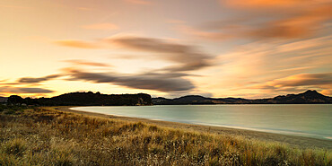 Cooks Beach at sunset, Coromandel Peninsula, Waikato, North Island, New Zealand, Pacific