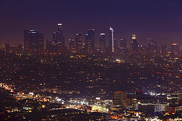 View from Griffith Observatory to Downtown, Los Angeles, California, United States of America, North America