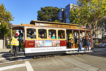 Cable Car at Russian Hill, San Francisco, California, United States of America, North America