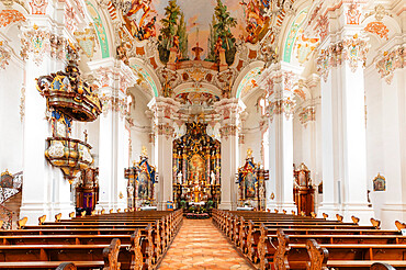 Pilgrimage Church of Steinhausen, Upper Swabian Baroque Route, Upper Swabia, Baden-Wurttemberg, Germany, Europe