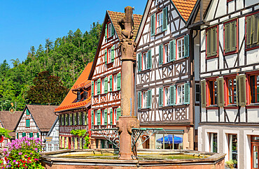 Market place of Schiltach, Kinzigtal Valley, Black Forest, Baden-Wurttemberg, Germany, Europe