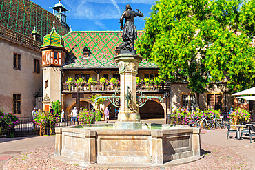 Schwendi Fountain at Place de l'Ancienne Douane Square, Colmar, Alsace, Haut-Rhin, France, Europe