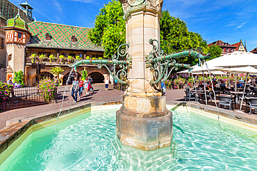 Schwendi Fountain at Place de l'Ancienne Douane Square, Colmar, Alsace, Haut-Rhin, France, Europe