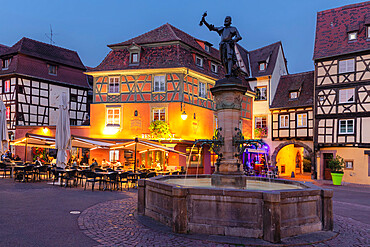 Schwendi Fountain at Place de l'Ancienne Douane Square, Colmar, Alsace, Haut-Rhin, France, Europe