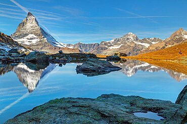 Lake Riffelsee with Matterhorn (4478m), Zermatt, Valais, Swiss Alps, Switzerland