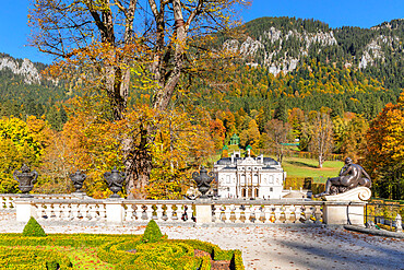 Linderhof Castle, Graswang Valley, Ammergau Alps, Upper Bavaria, Germany, Europe