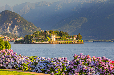 View from the promenade of Stresa to Isola Bella, Borromean Islands, Lago Maggiore, Piedmont, Italian Lakes, Italy, Europe