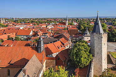 Town hall, Rabenturm tower and Frauentor gate, Mühlhausen, Thuringia, Germany