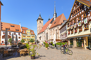 Old market with the town church St. George, Schmalkalden, Thuringian Forest, Thuringia, Germany