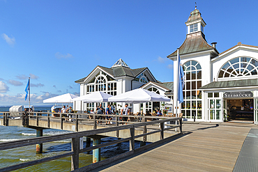 Pier on the beach of Sellin, Ruegen Island, Baltic Sea, Mecklenburg-Western Pomerania, Germany, Europe