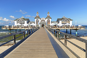 Pier on the beach of Sellin, Ruegen Island, Baltic Sea, Mecklenburg-Western Pomerania, Germany, Europe