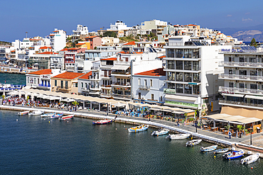 Promenade of Voulismeni Lake, Agios Nikolaos, Lasithi, Crete, Greek Islands, Greece, Europe