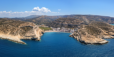 Bay and beach of Matala, Iraklion, Crete, Greek Islands, Greece, Europe