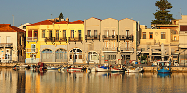 Venetian harbor, Rethymno, Crete, Greek Islands, Greece, Europe