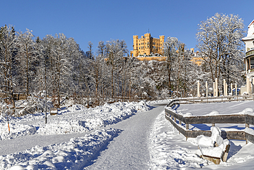 Hohenschwangau Castle, Schwangau, Fussen, Swabia, Bavarian Alps, Bavaria, Germany, Europe