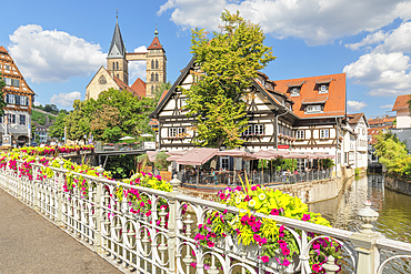 Old town at Wehrneckarkanal canal, Esslingen am Neckar, Baden-Wurttemberg, Germany, Europe