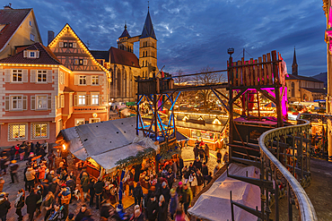 Christmas market and medieval market at the market square, Esslingen, Baden-Wurttemberg, Germany, Europe