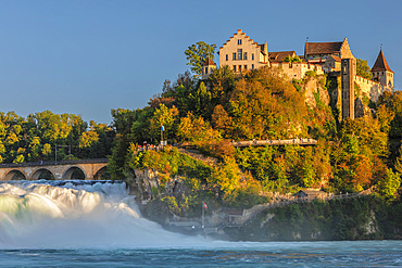 Rhine Falls of Schaffhausen with Schloss Laufen, Neuhausen bei Schaffhausen, Schaffhausen Canton, Switzerland, Europe