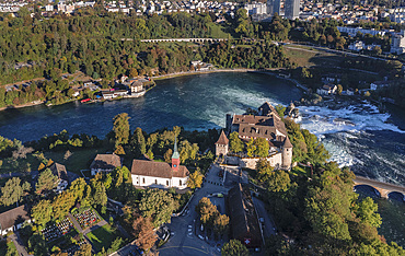 Rhine Falls of Schaffhausen with Schloss Laufen, Neuhausen bei Schaffhausen, Schaffhausen Canton, Switzerland, Europe