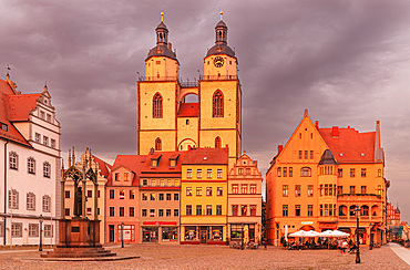 Stadtkirche of St. Marien (St. Mary's Church) with Luther-Denkmal in Marktplatz, Wittenberg, Saxony-Anhalt, Germany, Europe