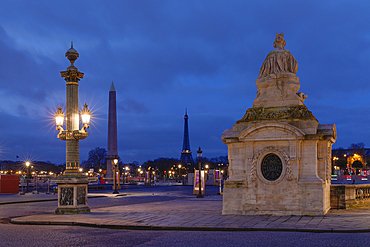 Place de la Concorde with Eiffel Tower, Champs Elysees , Paris, Ile de France, France, Europe