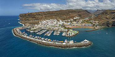 Aerial view of Puerto de Mogan, Gran Canaria, Canary Islands, Spain, Atlantic, Europe